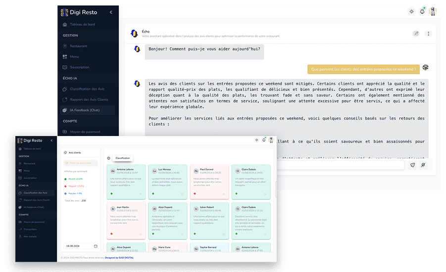 Tableau de bord Écho IA - Analyse des avis clients